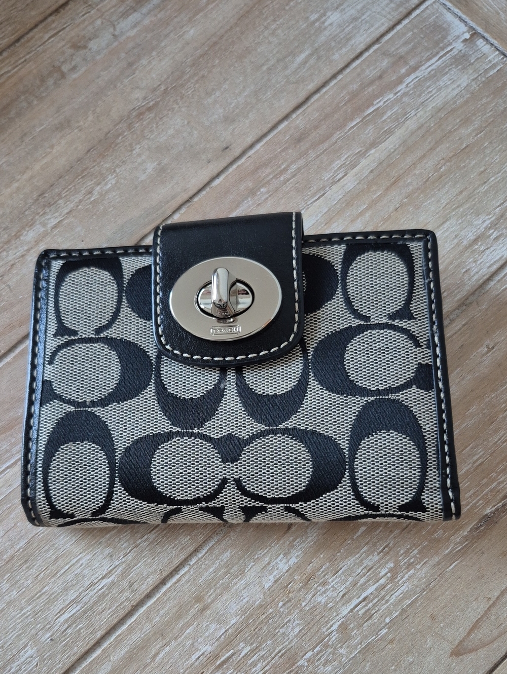 Coach Signature Canvas Turnlock Flap Crossbody Bag & Wallet Black Gray Y2K - Picture 10 of 16